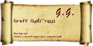 Greff Györgyi névjegykártya