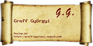 Greff Györgyi névjegykártya